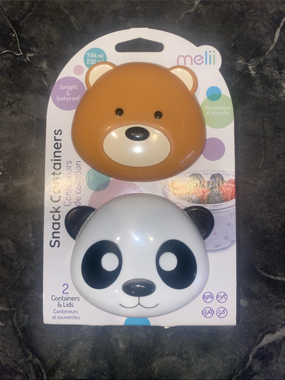 Melii Airtight & Leakproof Snack Containers, Bear 🐻 & Panda 🐼